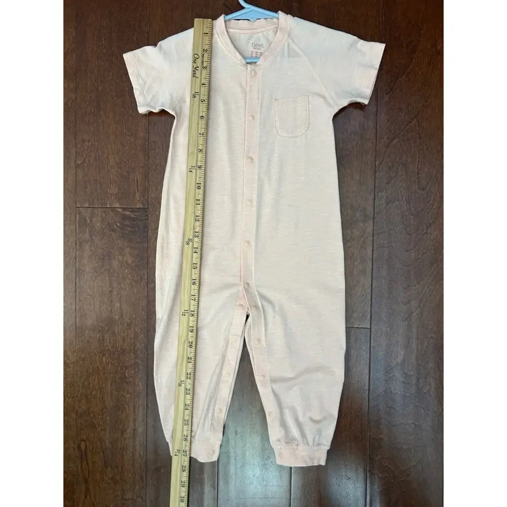 NEST Pantone Bellini Peach Baby Snap-Front Romper, Size 18-24 Months